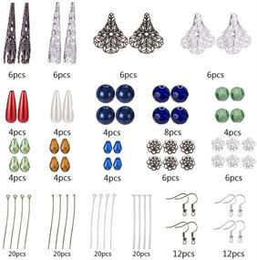 img 3 attached to SunnyClue 12 Pair Vintage Mixed Iron Long Filigree Cone Bead 📿 Caps Earring Making Starter Kit - DIY Exclusive Jewelry Kit with Instruction