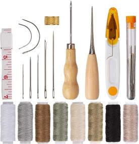 img 4 attached to 🧵 AIEX 29Pcs Upholstery Repair Kit: Leather Hand Sewing Needles, Craft Tools, Thread, Tape Measure, Drilling Awls for Leather Canvas Sewing