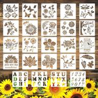 🌸 24 pcs flower stencil set with hoop - ideal for painting on paper, wood, and walls - reusable birds stencils for diy painting (6 x 6 inch) logo