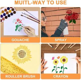 img 2 attached to 🌸 24 Pcs Flower Stencil Set with Hoop - Ideal for Painting on Paper, Wood, and Walls - Reusable Birds Stencils for DIY Painting (6 x 6 Inch)