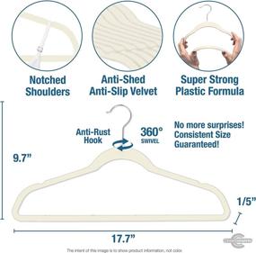 img 2 attached to 👚 Closet Complete High-Quality, Sturdy Ultra-Heavyweight Velvet Hangers, Thin & Space Saving, Non-Slip Suit Hangers with 360° Spinning Rose Gold Hooks, Ivory, Set of 25