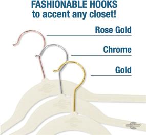 img 1 attached to 👚 Closet Complete High-Quality, Sturdy Ultra-Heavyweight Velvet Hangers, Thin & Space Saving, Non-Slip Suit Hangers with 360° Spinning Rose Gold Hooks, Ivory, Set of 25