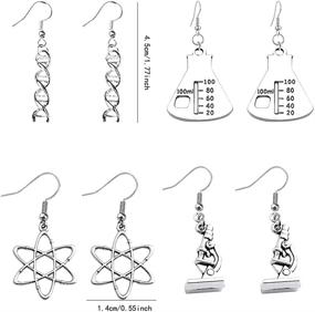 img 3 attached to 🎁 DIYANMMY Electroplated Alloy Earrings: 4 Pairs of Unique Charm, Fashionable Individual Bottle, Hexagonal Gene Sequence, and Microscope Earrings - Perfect Punk Simulation Gift