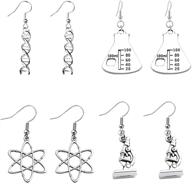 🎁 diyanmmy electroplated alloy earrings: 4 pairs of unique charm, fashionable individual bottle, hexagonal gene sequence, and microscope earrings - perfect punk simulation gift logo