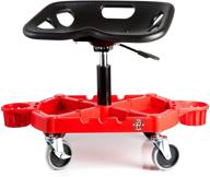 adam's rolling stool - car detailing chair with wheels, garage and tool organizer tray, adjustable height for car cleaning, buffering, polisher, ceramic coating, and car wax logo