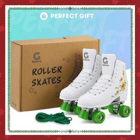 img 1 attached to Gonex Women's Roller Skates: White Green High-Top Quad Rollerskates for Adults - Size 6.5-10, Ideal for Indoor and Outdoor Skating