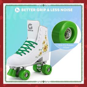 img 3 attached to Gonex Women's Roller Skates: White Green High-Top Quad Rollerskates for Adults - Size 6.5-10, Ideal for Indoor and Outdoor Skating