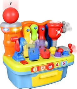 img 4 attached to 🔧 Маленький инженер Многофункциональный детский музыкальный рабочий стол: веселая обучающая игрушка для обучения цветам, формам, числам с светом и звуками