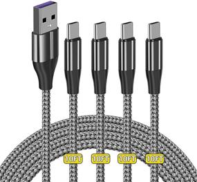 img 4 attached to 📱 10ft USB Type C Cable - Extra Long 4 Pack, Fast Charger Compatible with Galaxy S10 S9 S8 Plus, Note 9/8, Moto Z, LG V30 V20 G5 - USB A 2.0 to USB-C - 10 Foot Cable for USB C Devices