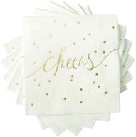 pack of 50 simple-glee white and gold disposable luncheon napkins for weddings, bachelorettes, and engagements - 3 ply gold and white cocktail napkins logo