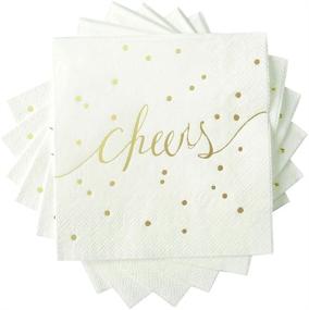 img 4 attached to Pack of 50 Simple-Glee White and Gold Disposable Luncheon Napkins for Weddings, Bachelorettes, and Engagements - 3 Ply Gold and White Cocktail Napkins