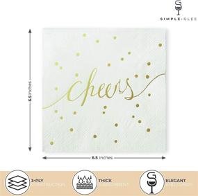 img 3 attached to Pack of 50 Simple-Glee White and Gold Disposable Luncheon Napkins for Weddings, Bachelorettes, and Engagements - 3 Ply Gold and White Cocktail Napkins