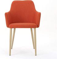 🪑 стул для обеденного стола zeila в стиле среднего века с тканевым покрытием, комплект из 2 штук, бледно-оранжевый/светло-коричневый, от christopher knight home. логотип