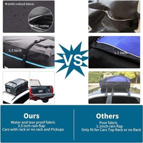 img 2 attached to 🚚 LEDKINGDOMUS Waterproof Rooftop Cargo Bag for Trucks and Pickups - 19cft, 600D with PVC Coating - Fits All Cars with or without Racks - Includes 6 Bungee Hooks, 6 Door Hooks, Anti-Slip Mat, and Lock