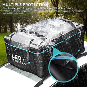 img 3 attached to 🚚 LEDKINGDOMUS Waterproof Rooftop Cargo Bag for Trucks and Pickups - 19cft, 600D with PVC Coating - Fits All Cars with or without Racks - Includes 6 Bungee Hooks, 6 Door Hooks, Anti-Slip Mat, and Lock