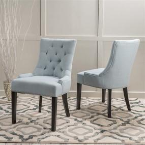 img 3 attached to 🪑 Christopher Knight Home Hayden Fabric Dining Chairs, Set of 2, Light Sky