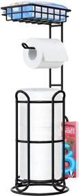 img 4 attached to TreeLen [Upgrade] Toilet Paper Holder Stand with Shelf - Free Standing Tissue Holders for Bathroom with Magazine Rack - Mega Roll and Phone Holder - Black
