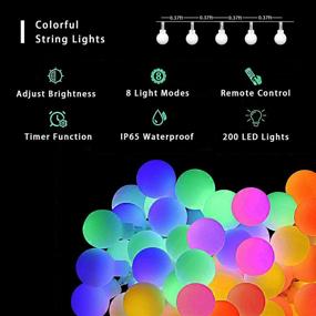 img 3 attached to 🎉 65 ft 200 LED Globe String Lights with Remote and 8 Modes - Waterproof Multi-color Fairy String Lights for Outdoor Decor, Indoor, Garden, Patio, Party, Wedding, Christmas