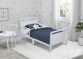 img 3 attached to 🛏️ Delta Children Wood Sleigh Toddler Bed in Elegant White - Cozy and Safe Sleeping Solution