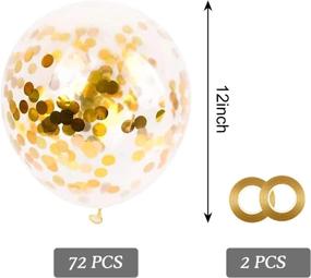 img 3 attached to 🎈 72 шт. RUBFAC Золотые конфетти-шарики - 12 дюймов прозрачные латексные шарики с золотыми конфетти внутри, золотые блестящие шарики идеальны для дней рождений, свадеб и украшений на вечеринках