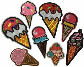 img 1 attached to 🍦 Set of 8 Lin Cake Iron-On Patches - Cartoon Ice Cream Embroidery Badges for Kids Clothing Sewing - DIY Craft