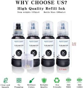 img 3 attached to HAPPYTONER Sublimation Ink Refills | Compatible with ET-2700 ET-2760 ET-2750 ET-4750 ET-4760 ET-3710 ET-3760 ET-3700 🖨️ ET-3750 ET-2720 | Ideal for Heat Press Transfer on Mugs, Plates, and T-Shirts | Black, 4 Pack