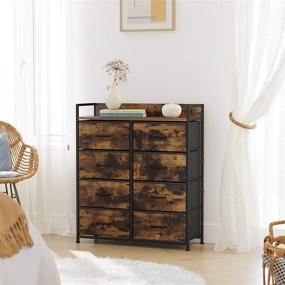 img 1 attached to 🗄️ SONGMICS 8-Drawer Dresser and Closet Storage Chest with Fabric Drawers, Metal Frame and Handles - Rustic Brown/Black ULTS124B01