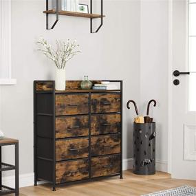 img 2 attached to 🗄️ SONGMICS 8-Drawer Dresser and Closet Storage Chest with Fabric Drawers, Metal Frame and Handles - Rustic Brown/Black ULTS124B01