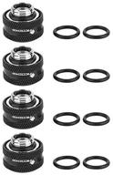 💧 black 4 pcs/8 pcs od 16mm water cooling compression fitting w/ sealing rings for rigid acrylic tube - computer water cooling system - fosa logo