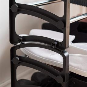img 1 attached to 👞 Black Metal Shoe Rack - Extendable and Stackable, 2-Tier Slim Design by IRIS USA