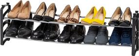 img 4 attached to 👞 Black Metal Shoe Rack - Extendable and Stackable, 2-Tier Slim Design by IRIS USA