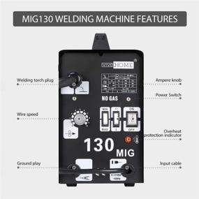 img 3 attached to 🔥 VIVOHOME MIG Welder 130 Flux Core Wire: Portable, Automatic Feed Welding Machine – No Gas, DIY Home Welder with Free Mask, 110V, Black