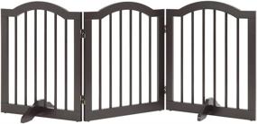 img 4 attached to Unipaws Freestanding Pet Gate: Foldable Dog Gate for Stairs, Decorative Indoor Pet Barrier - Espresso