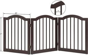 img 2 attached to Unipaws Freestanding Pet Gate: Foldable Dog Gate for Stairs, Decorative Indoor Pet Barrier - Espresso