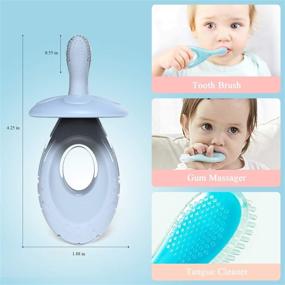 img 3 attached to 👶 Silicone Baby Toothbrush Toddler Toothbrush for Age 0-5 Years, BPA-Free Infant Gum Care, Food-Grade Material, with Swallowing Prevention Baffle (2 Pack)