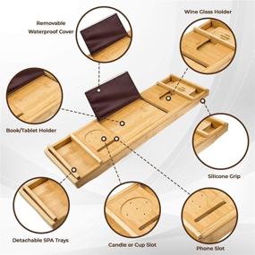 img 2 attached to 🛁 SaverState Luxury Bathtub Caddy Tray: Versatile Bath and Bed Tray with a Bonus Soap Holder