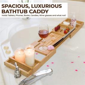 img 1 attached to 🛁 SaverState Luxury Bathtub Caddy Tray: Versatile Bath and Bed Tray with a Bonus Soap Holder