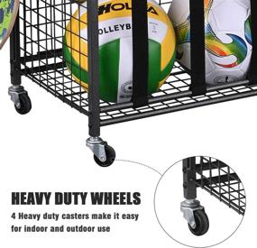 img 1 attached to 🏋️ Optimized-Logic 4-Tier Garage Sports Equipment Storage Organizer | Rolling Cart with Basket and Hanging Hooks | Sports Gear Storage Solution (Medium)