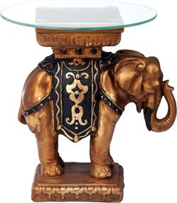 img 1 attached to 🐘 Exquisite Design Toscano Maharajah Elephant Indian Decor Side Table - Glass Topped, 22 Inch, Black, and Gold