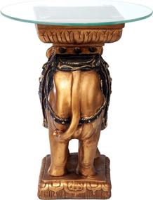 img 2 attached to 🐘 Exquisite Design Toscano Maharajah Elephant Indian Decor Side Table - Glass Topped, 22 Inch, Black, and Gold