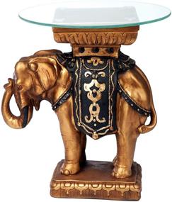 img 3 attached to 🐘 Exquisite Design Toscano Maharajah Elephant Indian Decor Side Table - Glass Topped, 22 Inch, Black, and Gold