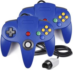 img 4 attached to 🎮 2 шт. геймпада N64, классические проводные контроллеры iNNEXT для видеоигровой приставки Ultra 64, система N64, синие - улучшенный SEO