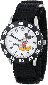 img 2 attached to 🐭 Disney Kids' W000001 'Time Teacher' Mickey Mouse Watch: Stainless Steel with Black Nylon Band - A Perfect Timepiece for Your Little One