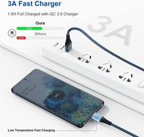 img 3 attached to 🔌 [Набор из 3] USB-C кабель длиной 6 футов - премиум-шнур для быстрой зарядки с плетеной нейлоновой оплеткой для Samsung Galaxy A51, A20, A10, S10, S9, S8, Note 8 - зарядное устройство Type C с кабелем USB длиной 6 футов (Голубой)