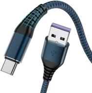 🔌 [набор из 3] usb-c кабель длиной 6 футов - премиум-шнур для быстрой зарядки с плетеной нейлоновой оплеткой для samsung galaxy a51, a20, a10, s10, s9, s8, note 8 - зарядное устройство type c с кабелем usb длиной 6 футов (голубой) логотип