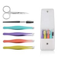 eyebrow tweezers professional set: 6 pcs stainless steel kit for women/men – precise eyebrow trimming scissors (multicolor) logo