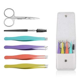 img 4 attached to Eyebrow Tweezers Professional Set: 6 PCS Stainless Steel Kit for Women/Men – Precise Eyebrow Trimming Scissors (Multicolor)