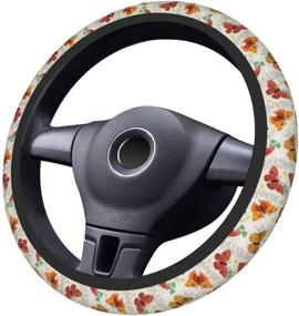 img 1 attached to Deaowangluo Butterfly Steering Wheel Cover for Women, Non-Slip Car Wrap Accessory for Girls