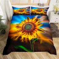 🌻 sunflower comforter cover set queen floral print bedding - modern style for girls, boys, and teens - 3-piece soft youth pattern decor - adult loves the life - zipper ties included logo