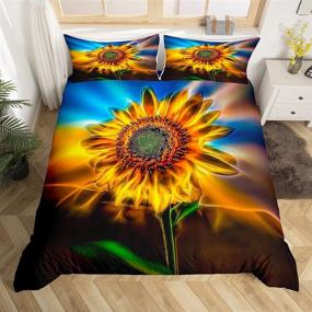 img 4 attached to 🌻 Sunflower Comforter Cover Set Queen Floral Print Bedding - Modern Style for Girls, Boys, and Teens - 3-Piece Soft Youth Pattern Decor - Adult Loves The Life - Zipper Ties Included